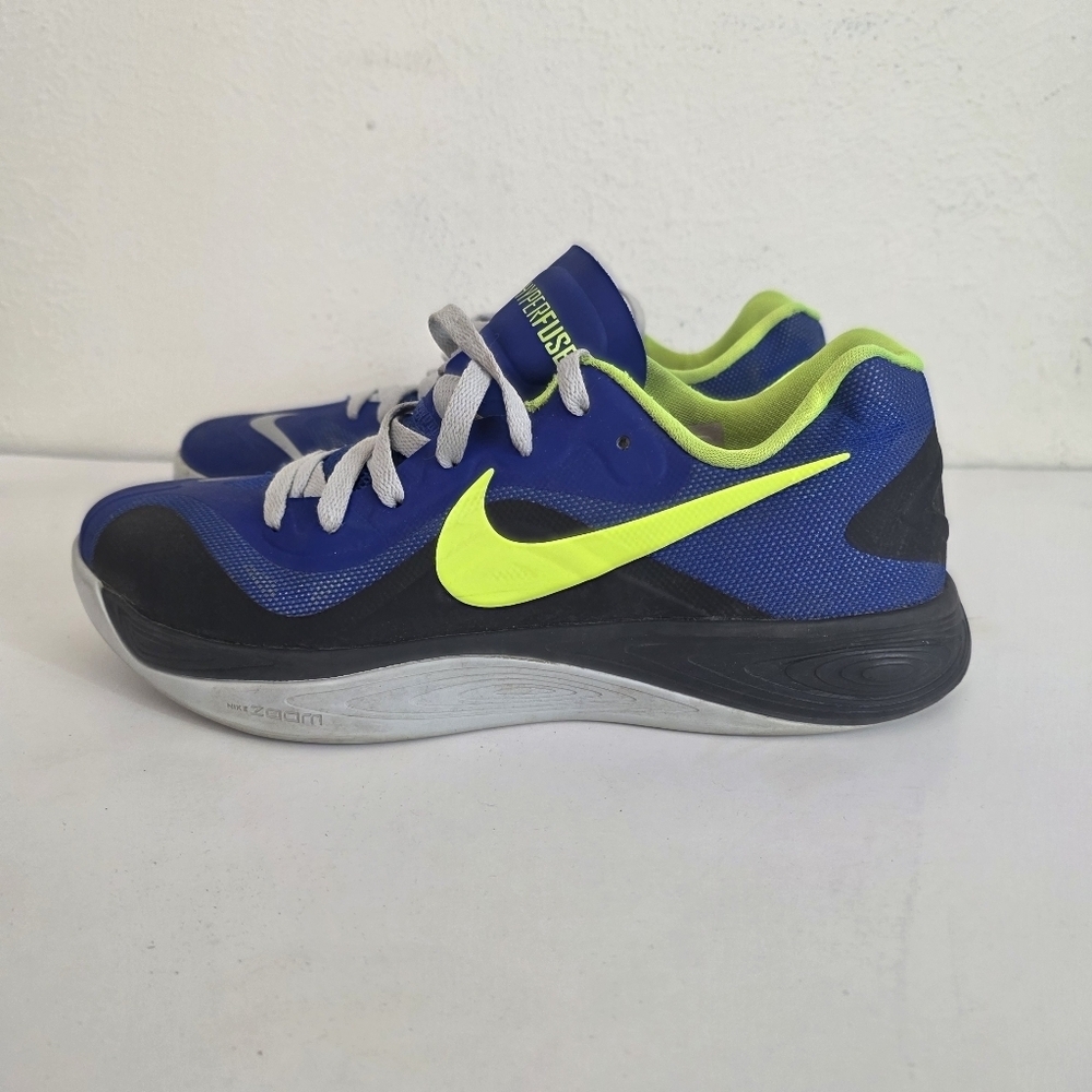 VTG Nike Zoom Hyperfuse Low Men's 9 Blue Volt Basketball Shoes 555034-402